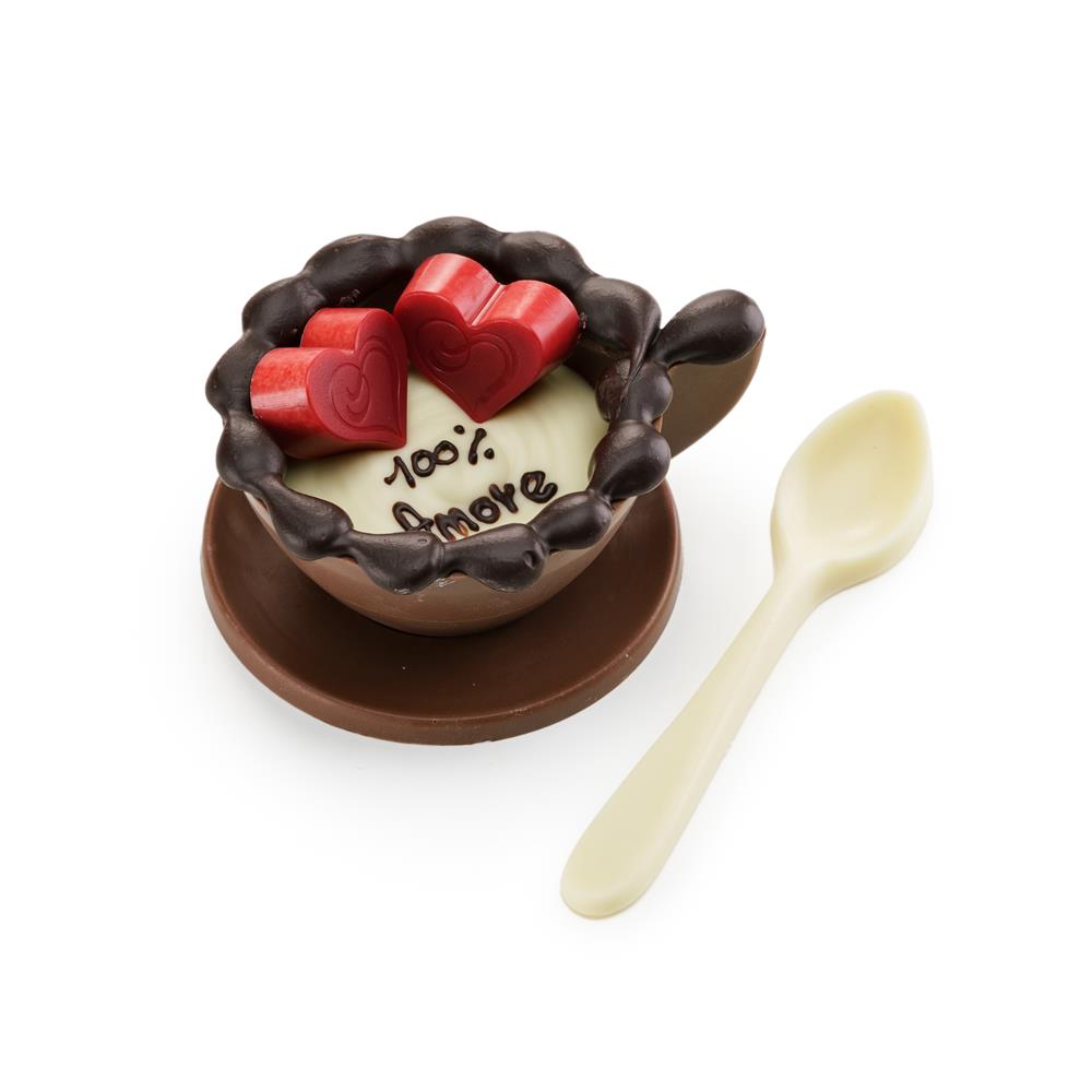 Tazzina con cucchiaio al cioccolato