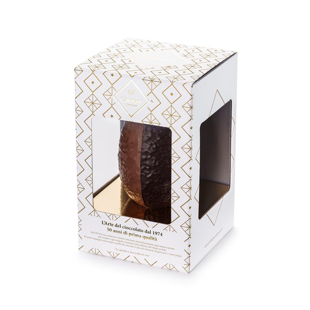 Uovo di Pasqua Classico Artigianale Gourmet Catinari Cioccolato Fondente e Cioccolato al Latte 320g