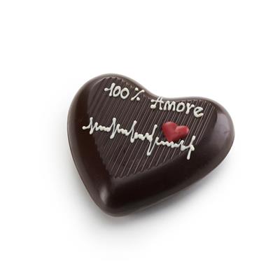 100 % Amore - Cuore di cioccolato fondente, con dedica. FRASE PERSONALIZZABILE