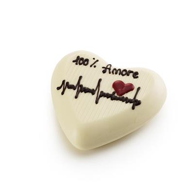 100 % Amore - Cuore di cioccolato Bianco , con dedica. FRASE PERSONALIZZABILE