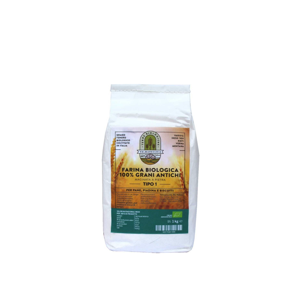 Organic stone-ground flour Type 1, 100% Ancient Grains 1kg