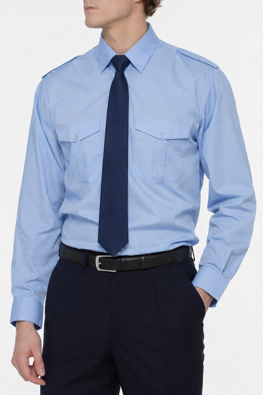 Camicia pilota manica lunga celeste COD.26VU44