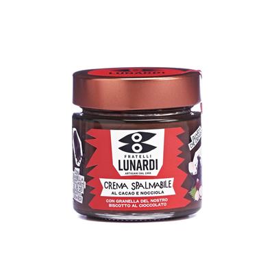 Crema Spalmabile al cacao e nocciole con granella del nostro biscotto al cioccolato - 200g