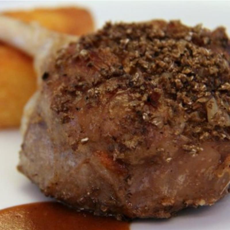 Lamb chops in a hazelnut and summer truffle crust
