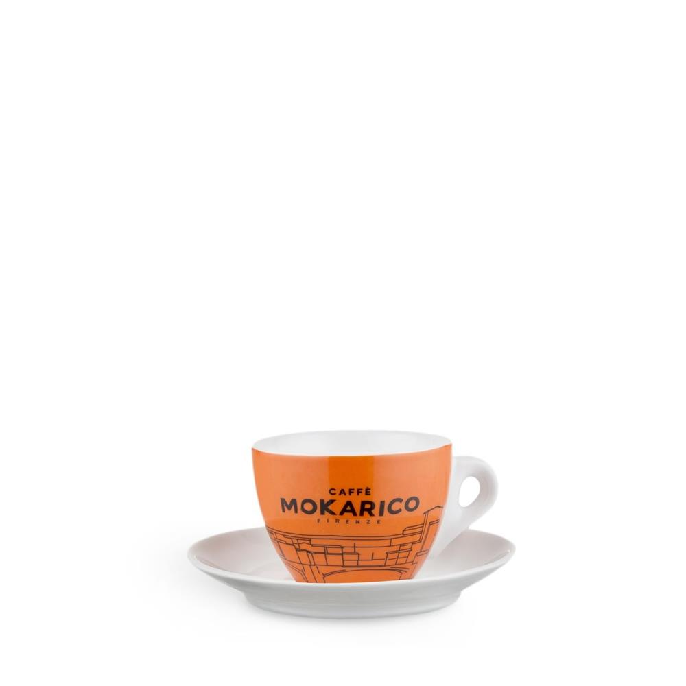 Kit of 6 orange cappuccino cups and saucers 